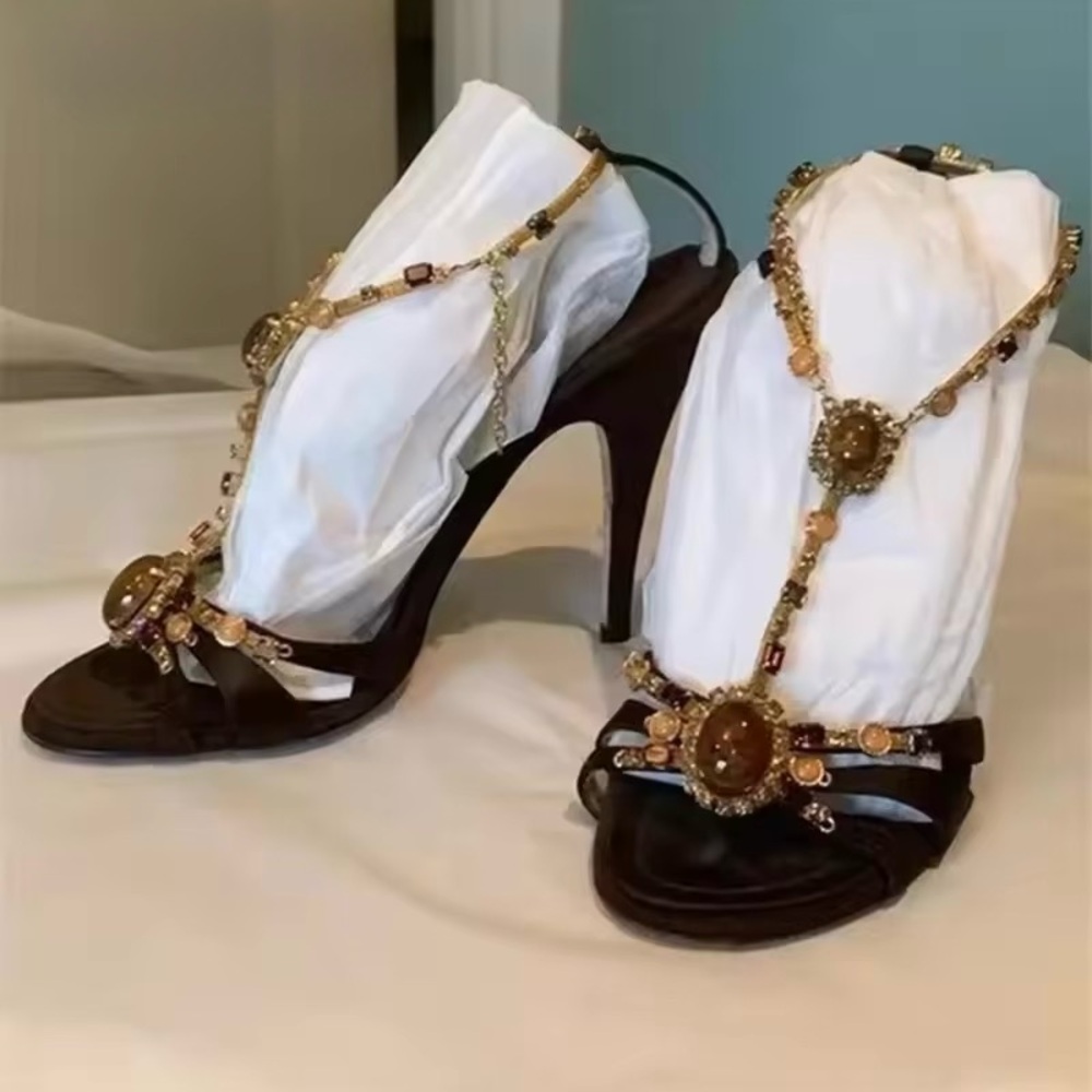 Giuseppe Zanotti Brown and Gold Sandals - Picture 9 of 16